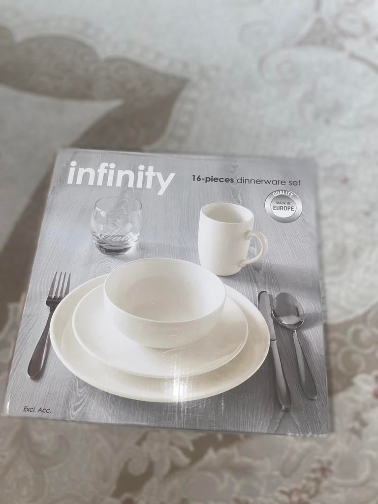 ️ Stijlvol Servies – Infinity 16-delige Set (ONGEOPEND), Ophalen of Verzenden, Zo goed als nieuw, Bord(en), Overige stijlen