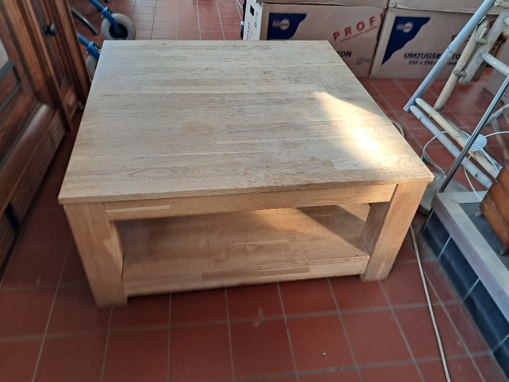 Salontafel eiken vierkant met onderblad  CS27377, Ophalen, 50 – 75, 50 tot 100 cm, Vierkant