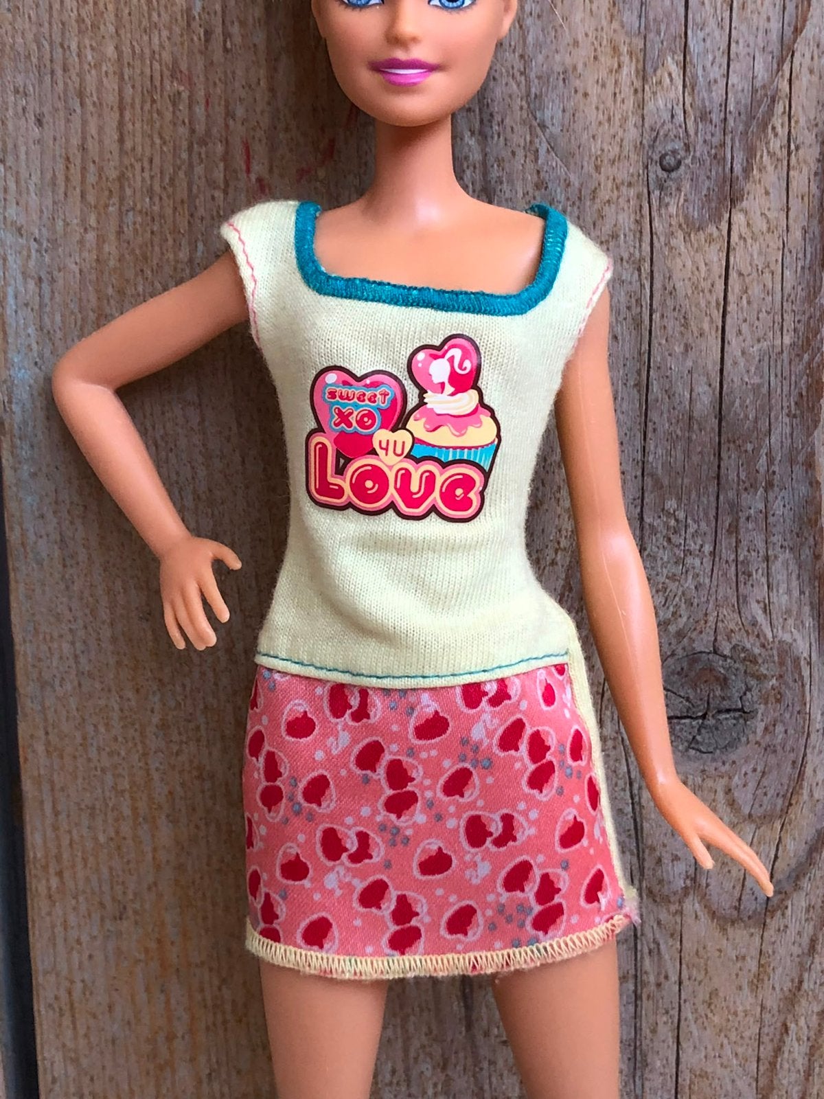 Jurk geel met print voor Barbie, Ophalen of Verzenden, Zo goed als nieuw, Barbie