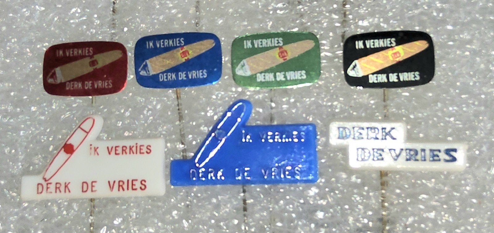 7 Derk de Vries Sigaren Speldjes - Vintage Collectie, Ophalen of Verzenden, Gebruikt, Overige onderwerpen
