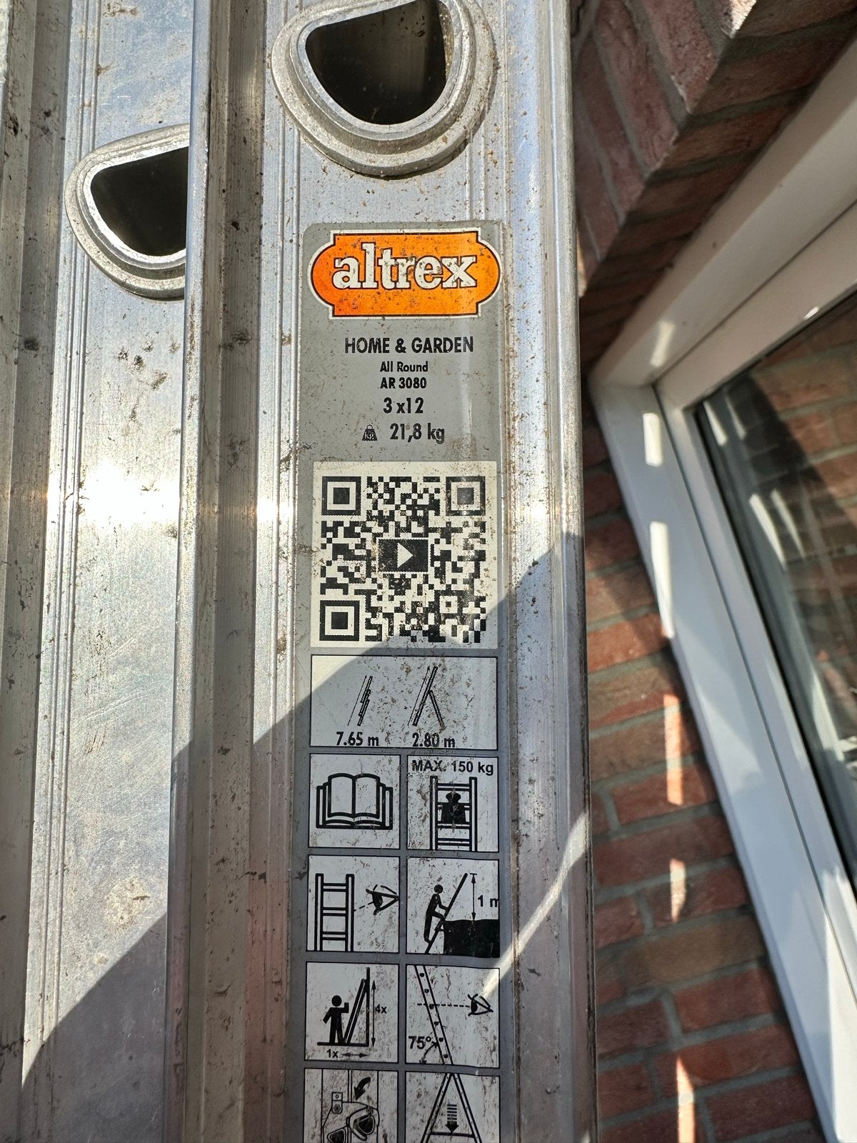 Altrex All Round AR 3080 3x12 Ladder - 7.65m, Ophalen, Gebruikt, Ladder, Opvouwbaar of Inschuifbaar