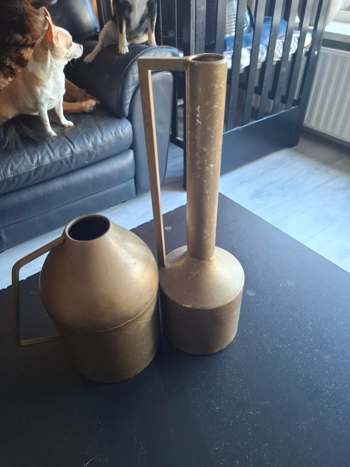 Decoratieve metalen vazen/kannen - set van 2, Ophalen