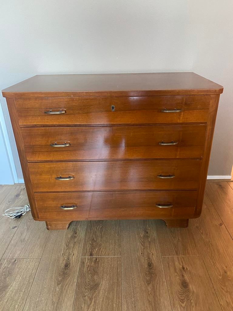 Vintage Kaptafel Ladenkast Dressoir met Spiegel, Ophalen, Gebruikt, Hout, 100 tot 150 cm