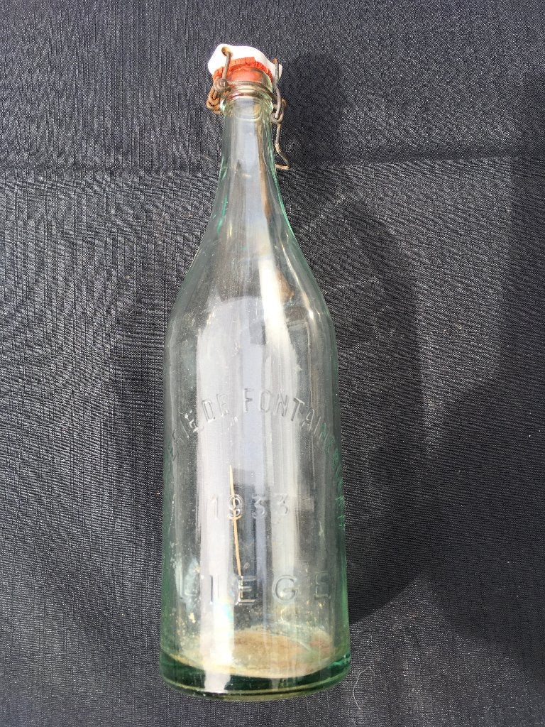 Vintage Fles "Eau de Liege" met beugeldop 1933, Ophalen of Verzenden, Gebruikt