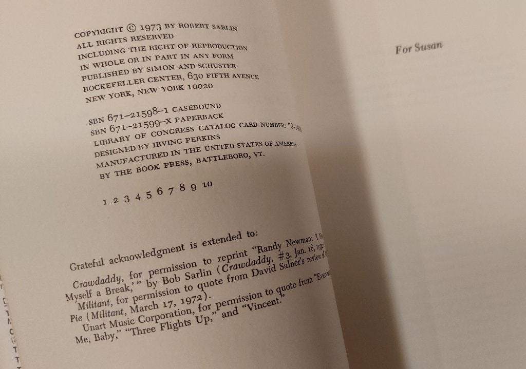 Bob Sarlin BOEK Bob Dylan Singer Songwriters 1973 Beat Poets, Bob Sarlin, Gebruikt, Verzenden, NvT
