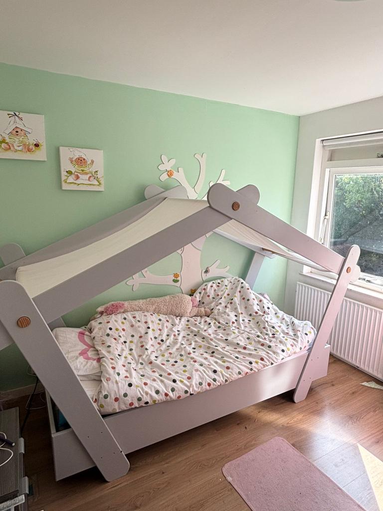 Zelfgemaakt bed 90x200, Ophalen, 90 cm, Eenpersoons, Zo goed als nieuw
