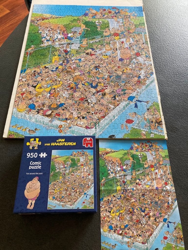 Jan van Haasteren puzzel 950 stukjes Zwembad plezier, Ophalen, 500 t/m 1500 stukjes, Zo goed als nieuw, Legpuzzel