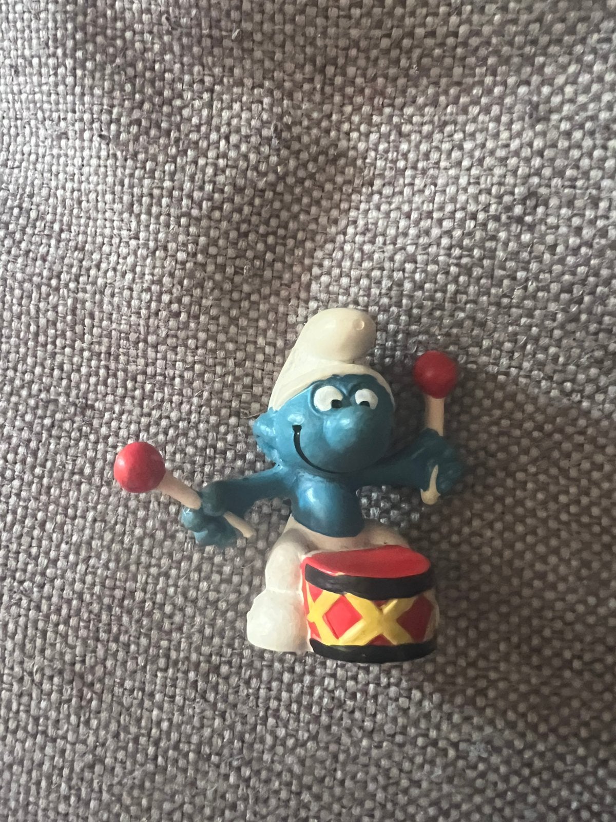vintage smurf met trommel, Verzamelen, Smurfen, Verzenden, Zo goed als nieuw