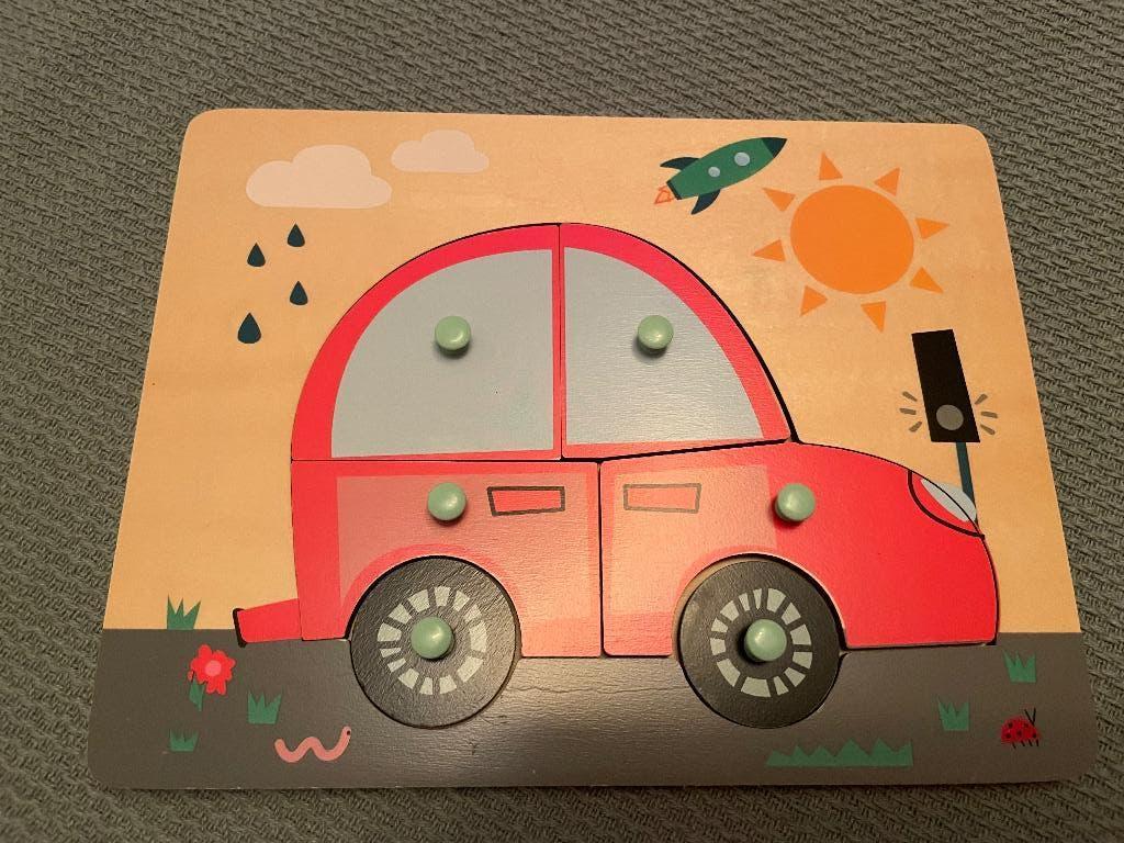 Hema Puzzle auto 6 stukjes, Kinderen en Baby's, Speelgoed | Kinderpuzzels, Ophalen of Verzenden, Zo goed als nieuw, Van hout, Minder dan 10 stukjes