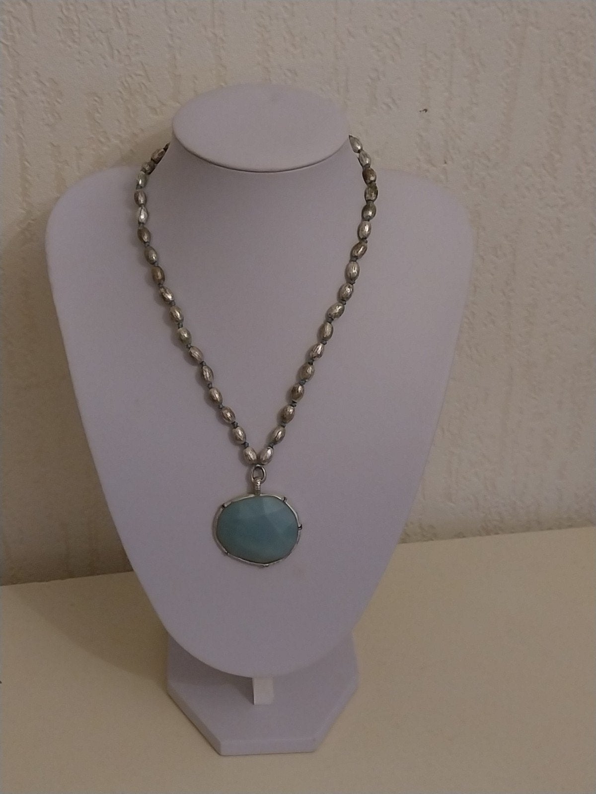 Sigrid Olsen ketting met hanger en amazoniet steen, Overige materialen, Ophalen of Verzenden, Zo goed als nieuw, Met edelsteen