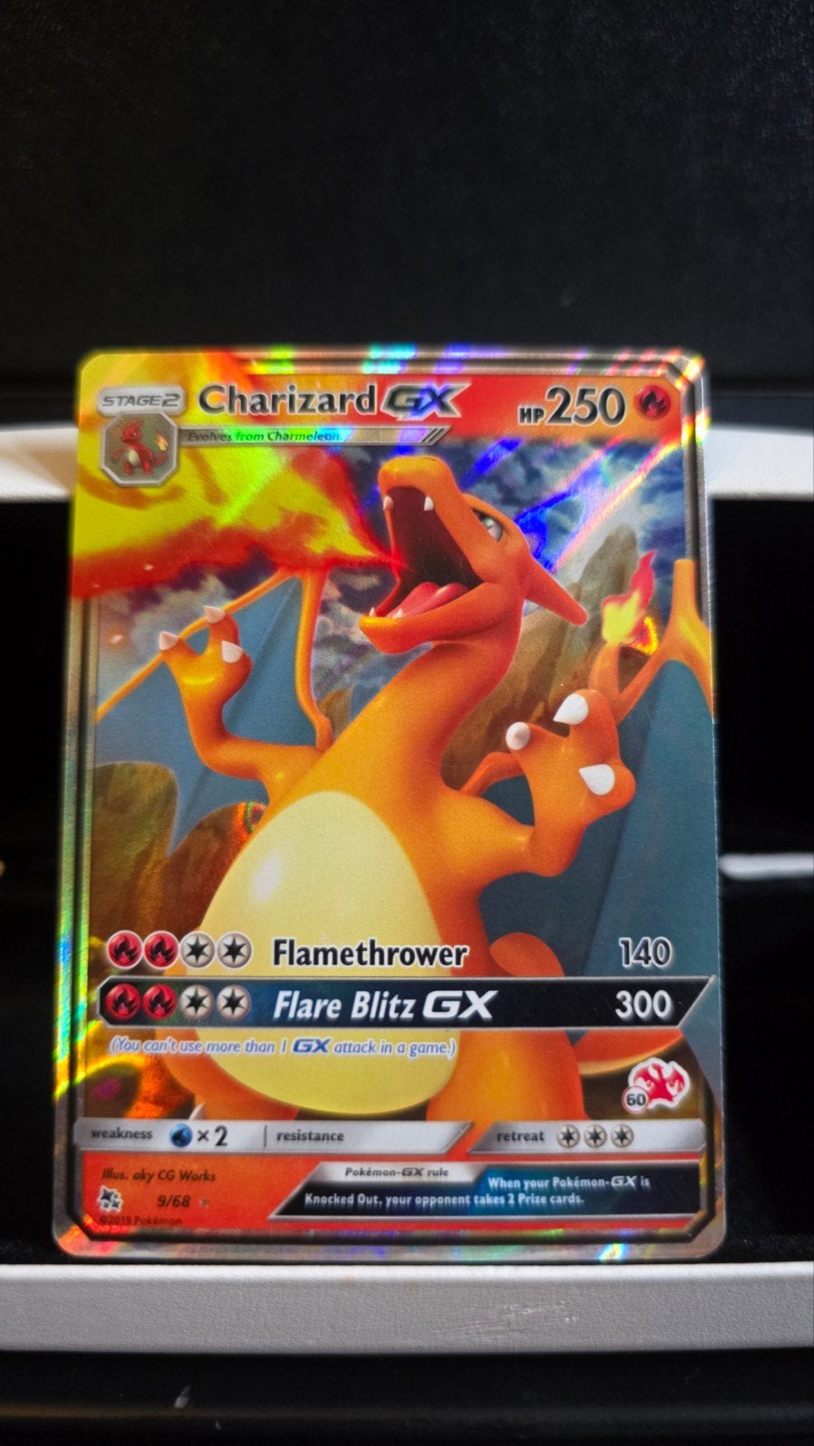 Charizard GX 9/68, Ophalen of Verzenden, Zo goed als nieuw, Losse kaart, Foil