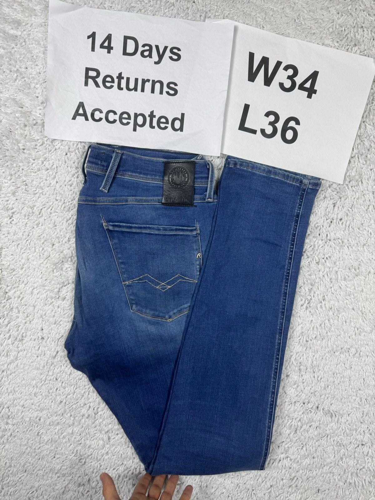 Replay Anbass Hyperflex Jeans Slim Fit Blauw W34 L36 3255, G, G, Blauw, G