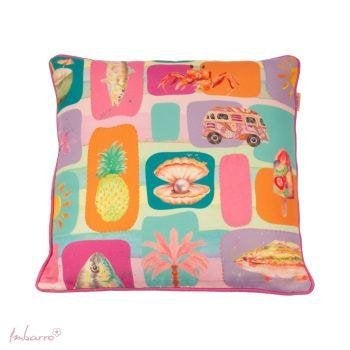 Decoratief Sierkussen met Zomerse Print - Imbarro, Meerkleurig, Vierkant, Nieuw, Ophalen of Verzenden