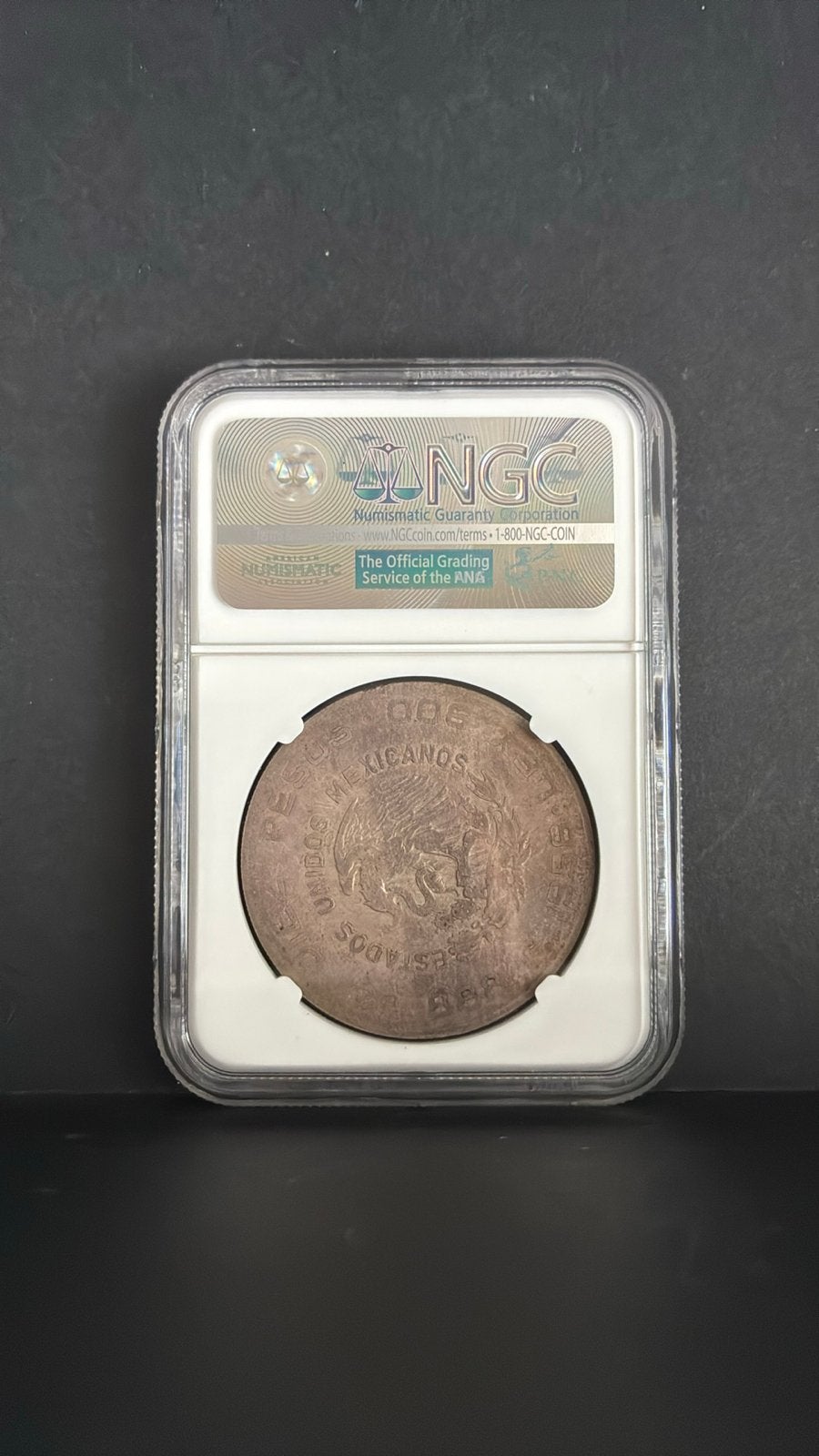 Zeldzame 1967 Anguilla S$1 op Mexico 1956 10P, NGC AU 55, Postzegels en Munten, Munten | Amerika, Ophalen of Verzenden, Noord-Amerika