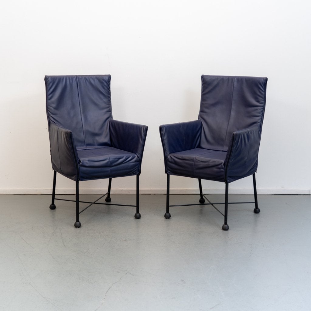 6 Montis Chaplin stoelen - paars/blauw leder, Niet ingevuld, Niet ingevuld, Leer, Ophalen of Verzenden