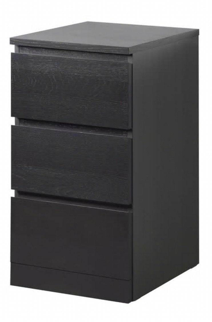 IKEA Malm kast met 3 lades - Donkerbruin/Zwart, Ophalen, Minder dan 50 cm, Gebruikt, 3 of 4 laden