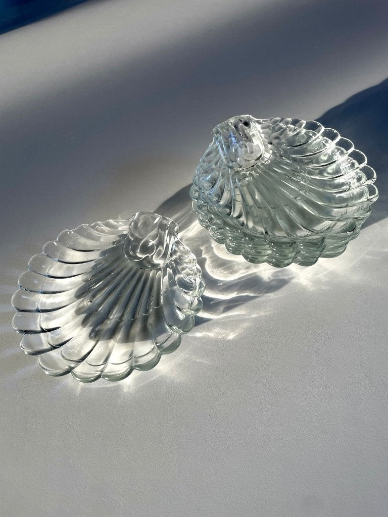 Glazen schelpschaaltjes (set van 6) – vintage chic, Huis en Inrichting, Keuken | Servies, Ophalen of Verzenden, Bord(en), Overige stijlen