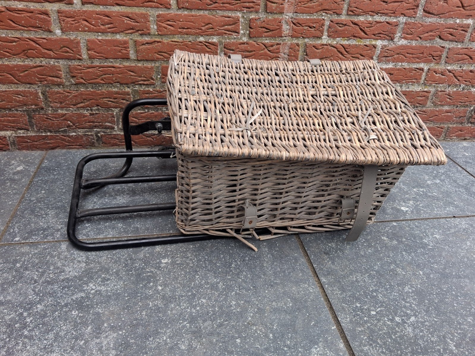 Gevlochten fietsmand met rek - Gebruikt, Ophalen, Gebruikt, Fietsmand