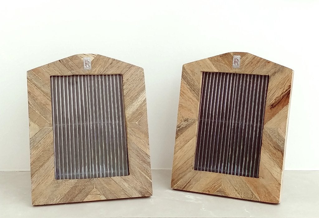 vintage hand-made teakwood Rolls Royce radiator grille kader, Met sierrand, Bruin, 19 cm, 24 cm