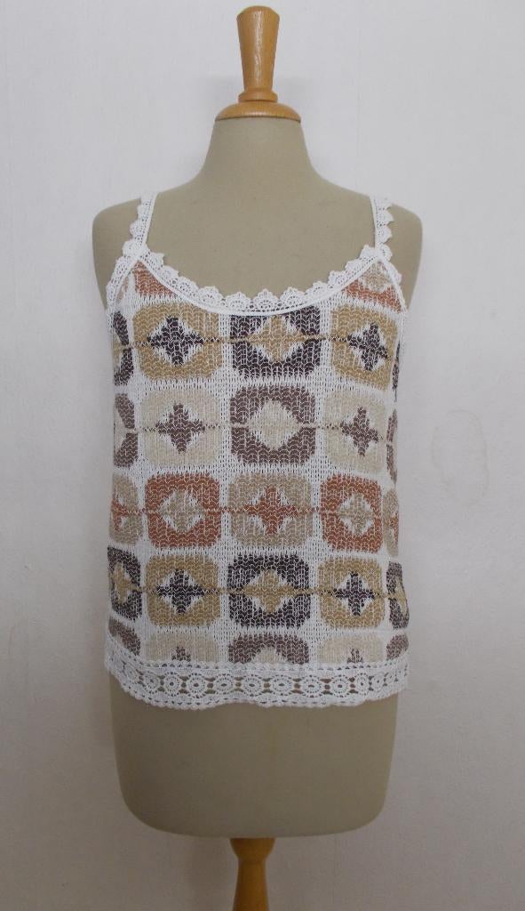 Ibiza knitwear/crochet top van Lokita Milano! M, Kleding | Dames, Maat 38/40 (M), Bruin, Ophalen of Verzenden, Zo goed als nieuw