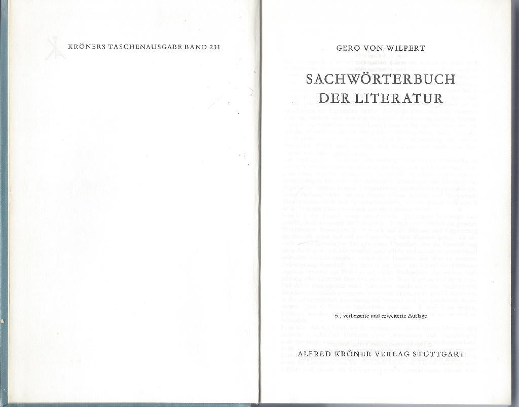 SACHWÖRTERBUCH der LITERATUR: Gero von Wilpert, Ophalen of Verzenden, Alpha, Wolfgang Emmerich, WO