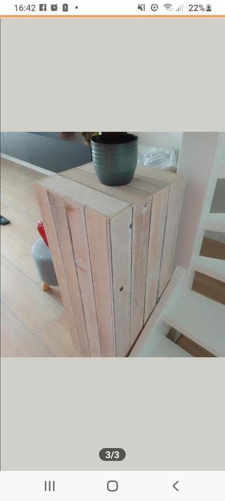 Mooie white wash houten pilaren, Huis en Inrichting, Tafels | Bijzettafels, 45 tot 60 cm, Vierkant, Ophalen of Verzenden, Hout