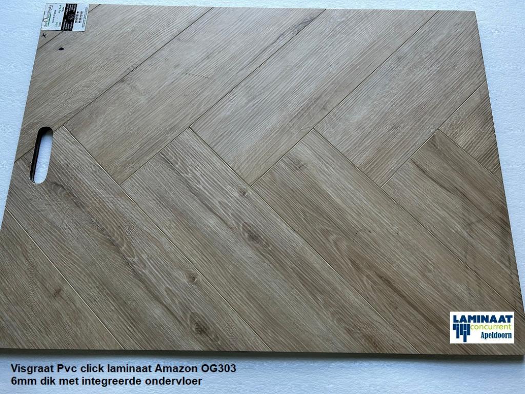 Visgraat Pvc Click Amazon met 5mm dik integreerde ondervloer, Bruin, 75 m² of meer, Nieuw, Ophalen of Verzenden