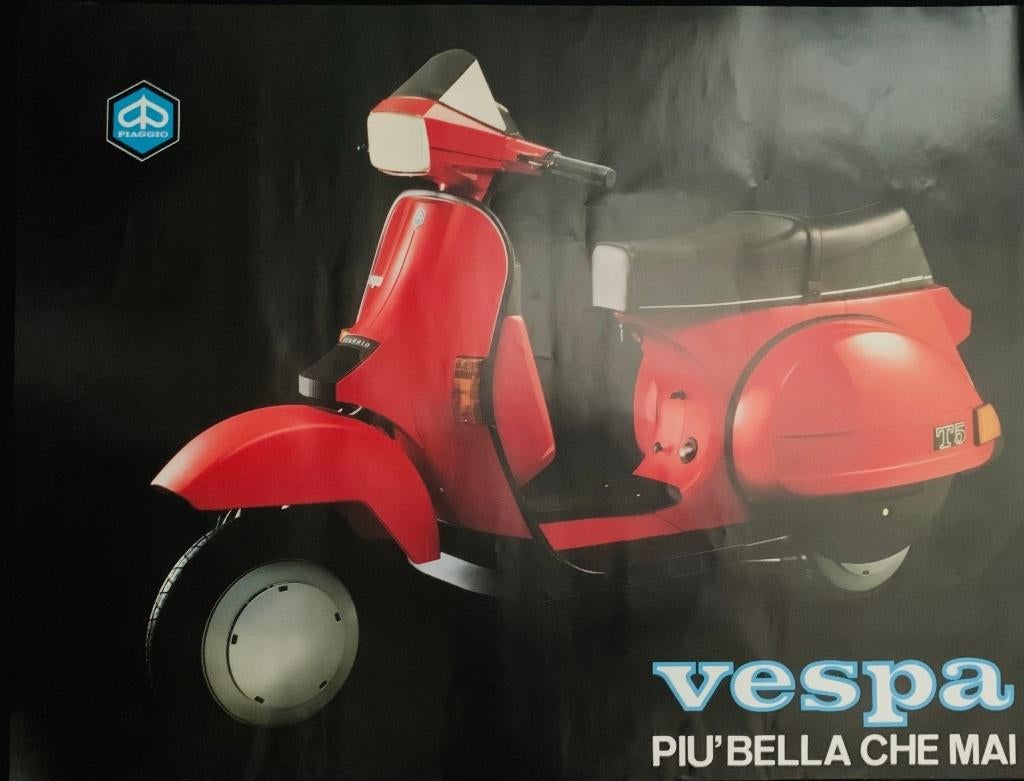 Grote poster Vespa scooter T5 - PX200 - PK50XL - Vespa Club, Ophalen of Verzenden, Zo goed als nieuw, A1 t/m A3, Film en Tv
