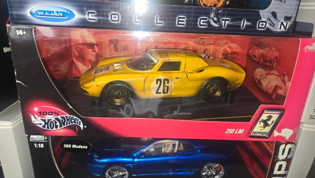 Ferrari 250 LM Hot Wheels 1:18 - 'Dirty Version', Hobby en Vrije tijd, Modelauto's | 1:18, Ophalen of Verzenden, Gebruikt, Auto