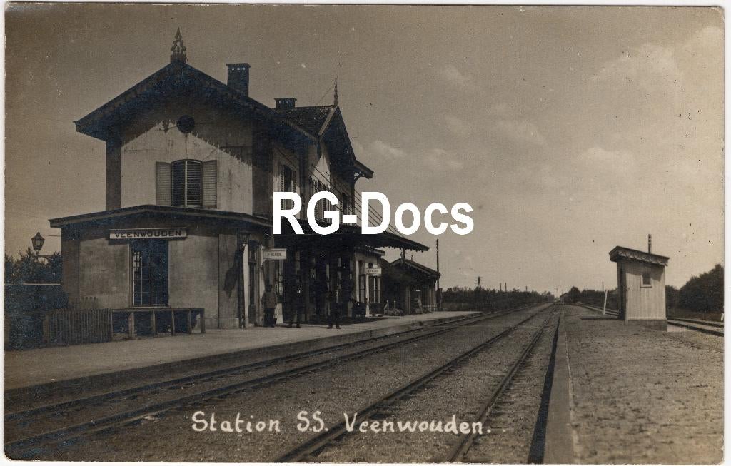 Ansichtkaart - Fotokaart Trein Station Veenwouden 1919, Ophalen of Verzenden, Voor 1920, Gelopen, Friesland