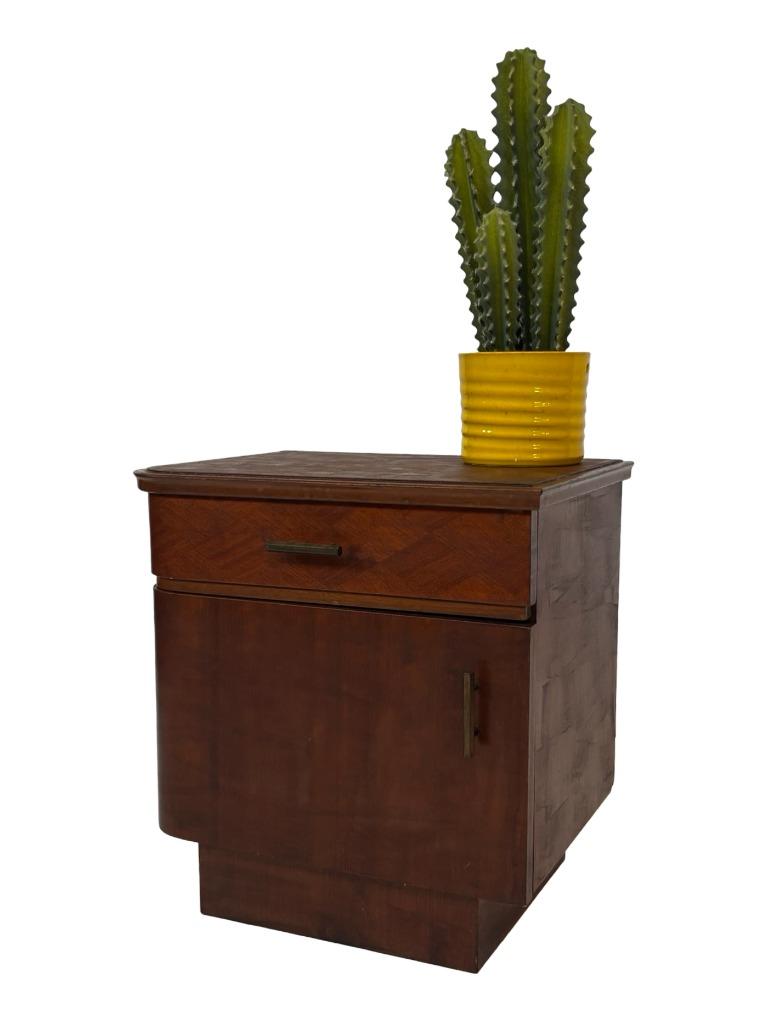 Vintage Nachtkastje bijzettafeltje Jaren 60 Design Eiken, Gebruikt, Minder dan 45 cm, Vintage, Vintage