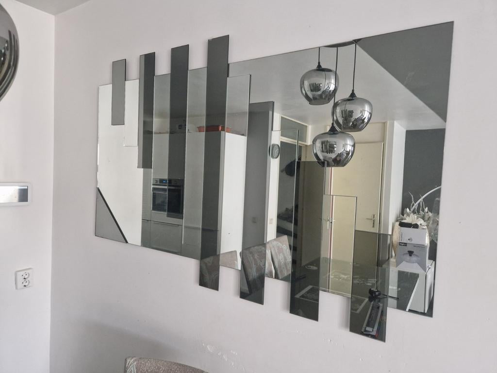Spiegel met grijs smoke glas, Huis en Inrichting, Woonaccessoires | Spiegels, Ophalen, 125 cm of meer, Zo goed als nieuw, Minder dan 100 cm