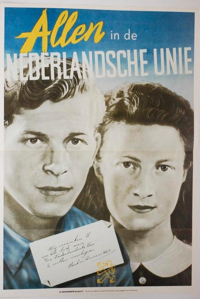 Affiche Allen in de Nederlandsche Unie | Heruitgave 1994, Verzamelen, Zo goed als nieuw, Verzenden, Amsterdam, Nederland