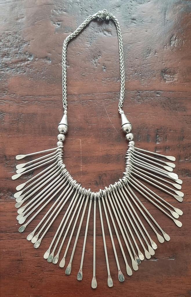 Bib necklace Statement ketting, Ophalen of Verzenden, Nieuw, Zilver, Overige materialen