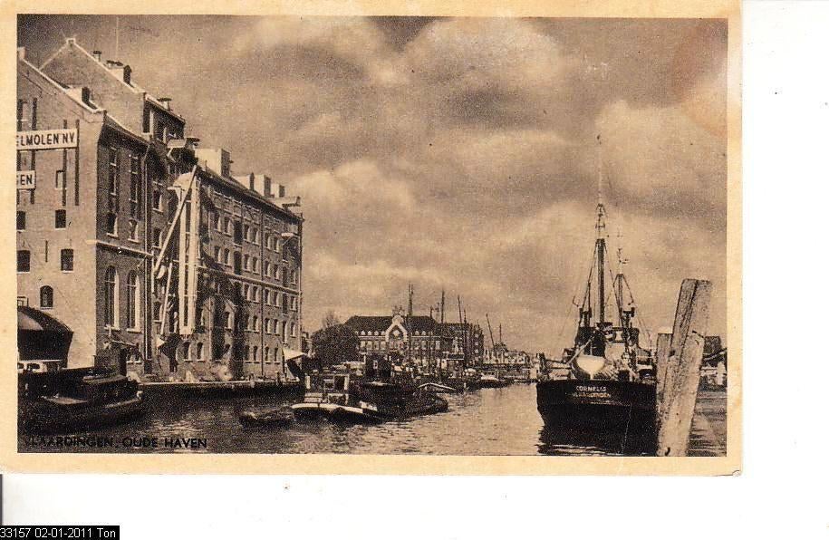 Ansichtkaart	Vlaardingen	Oude Haven, Verzenden, 1940 tot 1960, Gelopen, Zuid-Holland