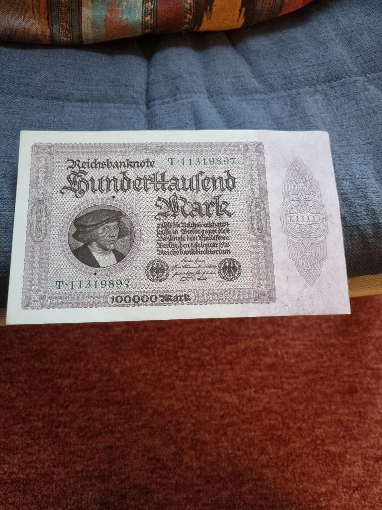 Duitsland: een zeer mooi UNC 100.000 Mark bankbiljet 1923., Postzegels en Munten, Bankbiljetten | Europa | Niet-Eurobiljetten