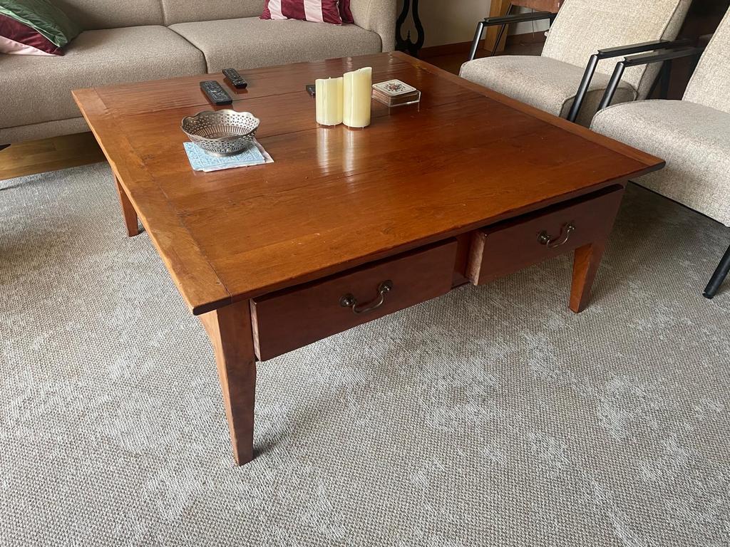 kersenhouten salontafel met lades, Ophalen, Gebruikt, 100 tot 150 cm, 50 tot 75 cm