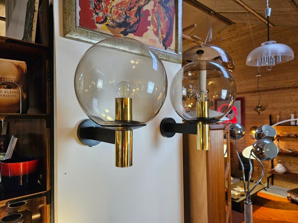 Vintage wandlampen XL glas, Huis en Inrichting, Lampen | Wandlampen, Gebruikt, Glas, Metaal, Ophalen