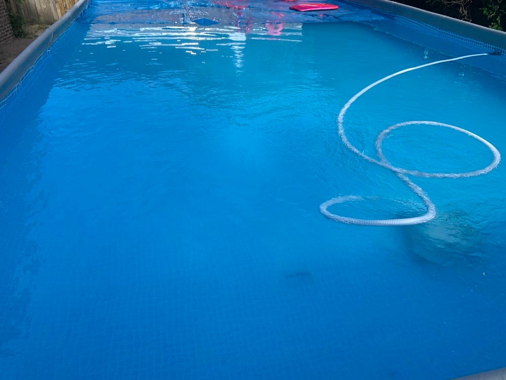 Groot Intex zwembad - 9,88 x 4,88 meter, Ophalen, Gebruikt, 80 tot 120 cm, 300 cm of meer