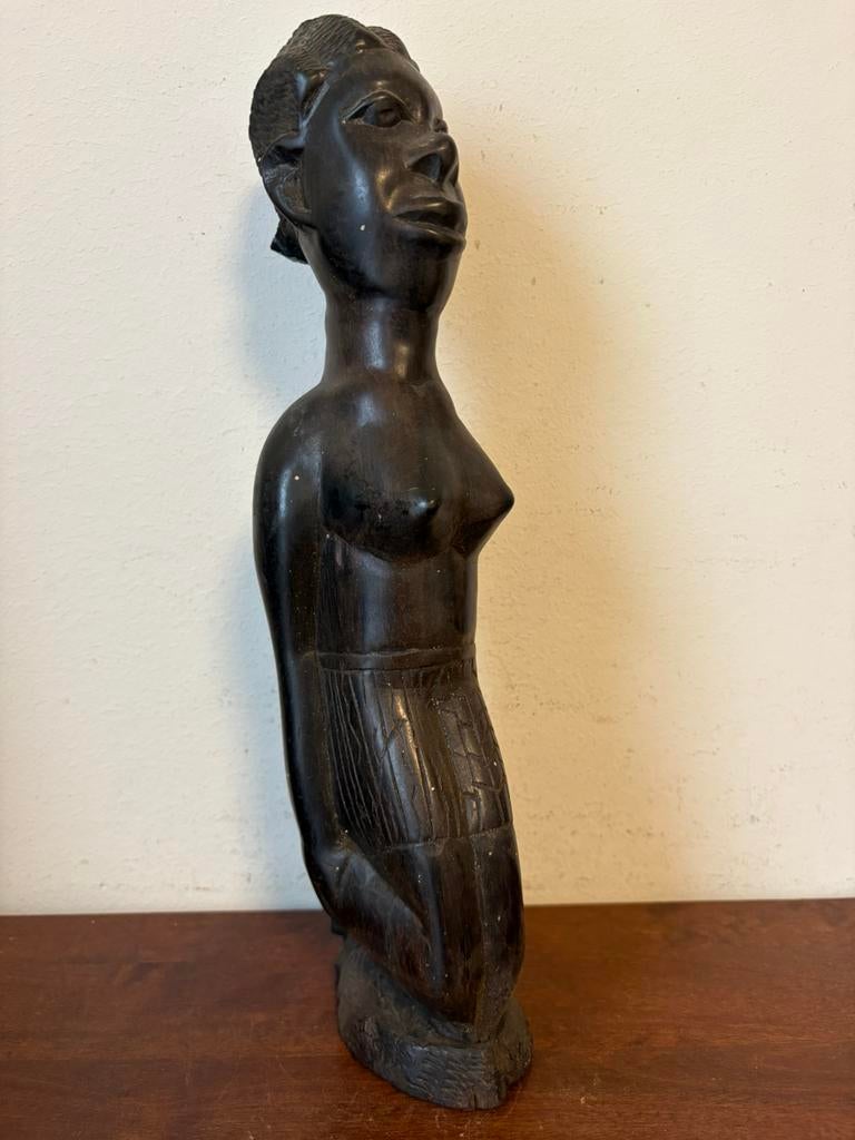 Beeld hout vrouw half naakt makonde stijl afrika?, Verzenden
