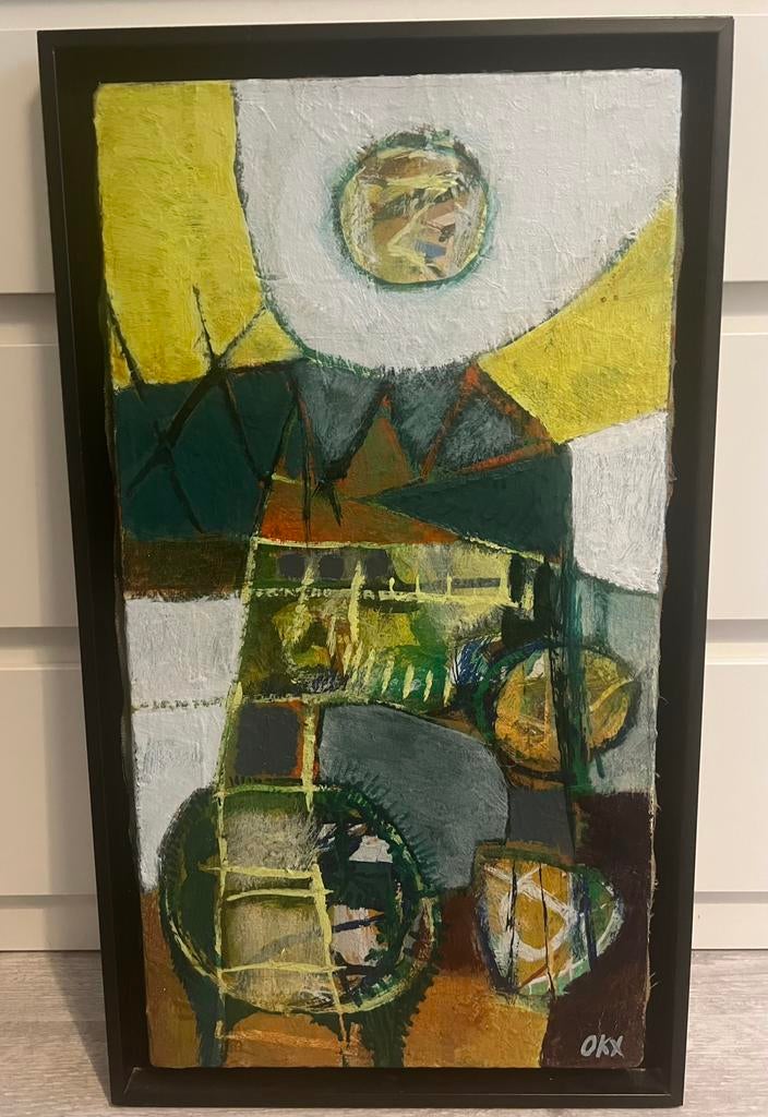 Kees Okx schilderij olieverf op doek Abstract Landschap, Antiek en Kunst, Kunst | Schilderijen | Abstract, Ophalen of Verzenden