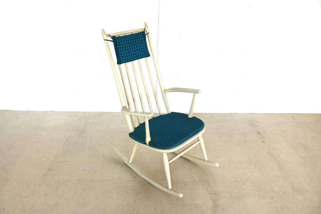 Vintage schommelstoel | rocking chair | jaren 60 | zweden, Huis en Inrichting, Stoelen, Gebruikt, ., Wit, Ophalen of Verzenden