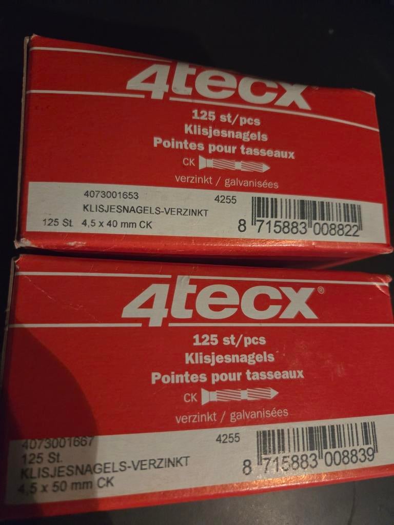 4tecx klisjesnagels - 4,5x40 mm 12 doosjes van 125 stuks, Ophalen of Verzenden, Nieuw