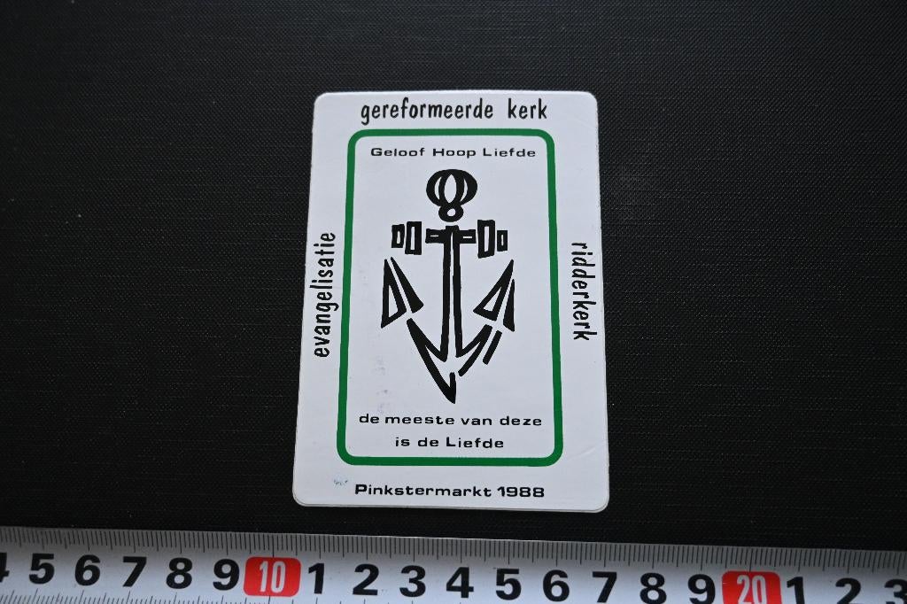 sticker geloof hoop liefde ridderkerk gereformeerde kerk '88, Verzamelen, Stickers, Ophalen, Zo goed als nieuw