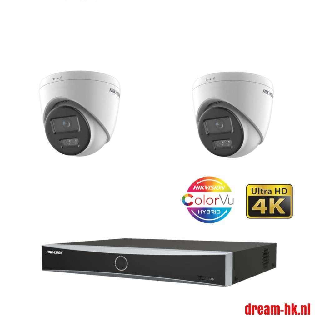 8MP Hikvision Hybrid ColorVu PoE set/NVR+2x ColorVu camera