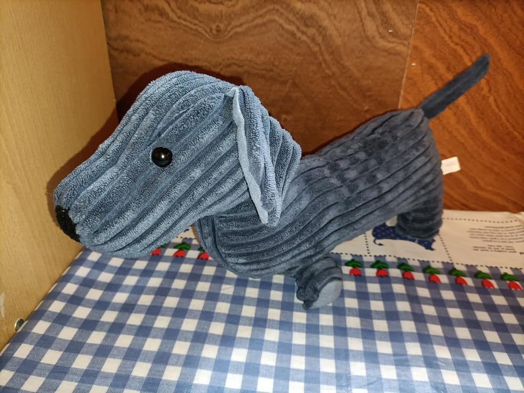 Blauwe teckel knuffel Tiger tekkel 35 cm groot, Ophalen of Verzenden, Zo goed als nieuw, Overige typen