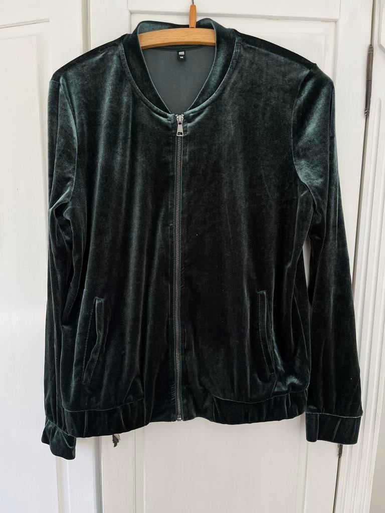 Groen velours vest - Maat M, Ophalen of Verzenden, Zo goed als nieuw, Maat 38/40 (M), Groen