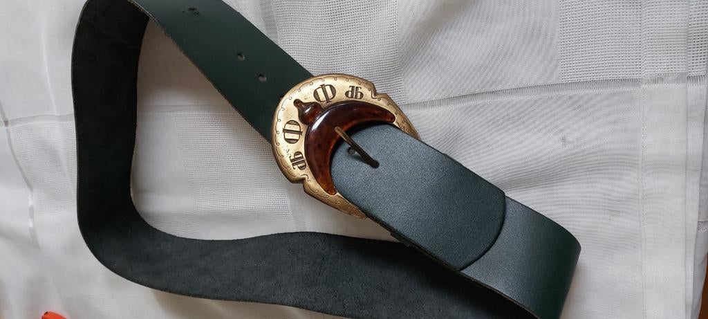 Prachtige donkergroene ceintuur,met mooie gesp.echt leder., Overige kleuren, 5 cm of meer, Echt leder, Heupriem