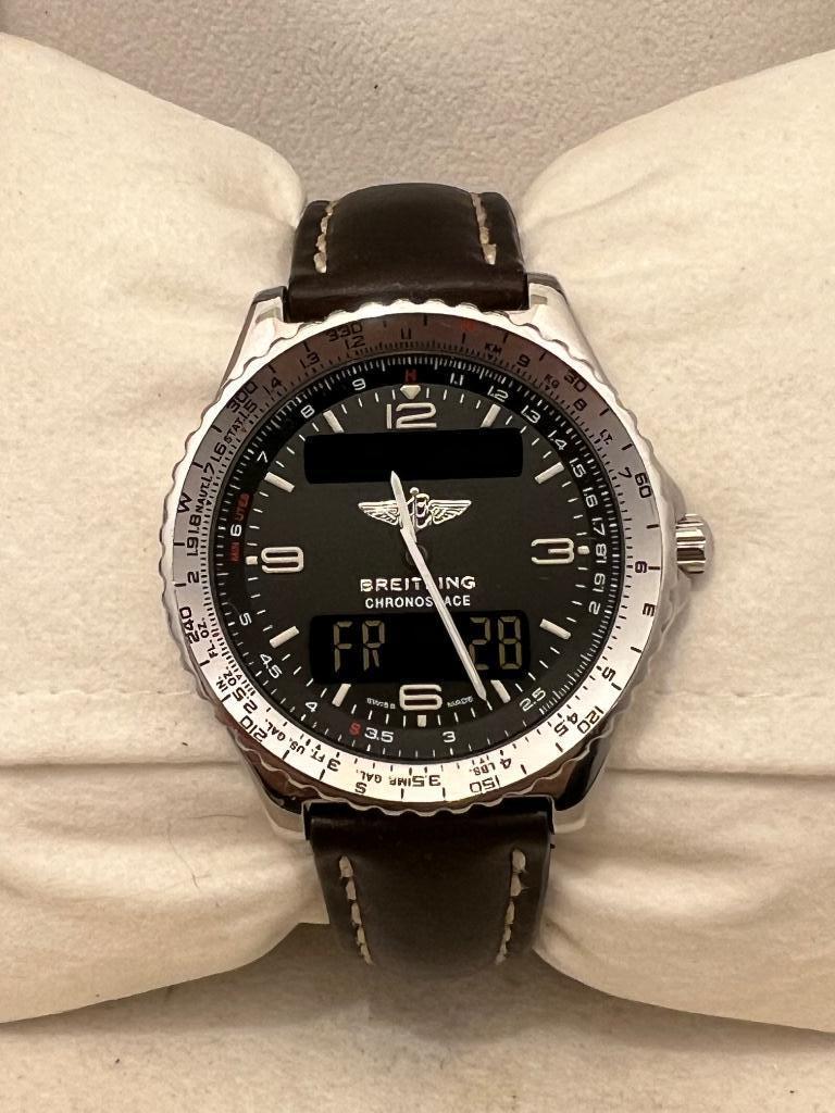 Breitling Chronospace A56012.4 Quartz, Leer, Staal, Breitling, Polshorloge