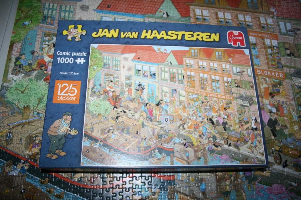 Legpuzzel Jan van Haasteren Blokker 125 jaar  - 1000 stukjes, Ophalen of Verzenden, 500 t/m 1500 stukjes, Zo goed als nieuw